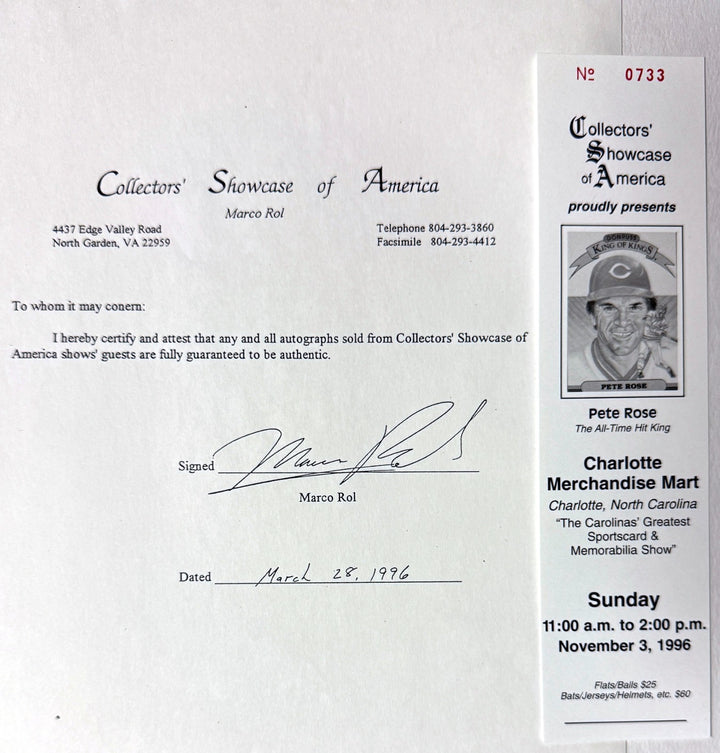 Pete Rose signed Cincinnati Reds MLB 8x10 Photo minor dings-CSA LOA /Show Ticket