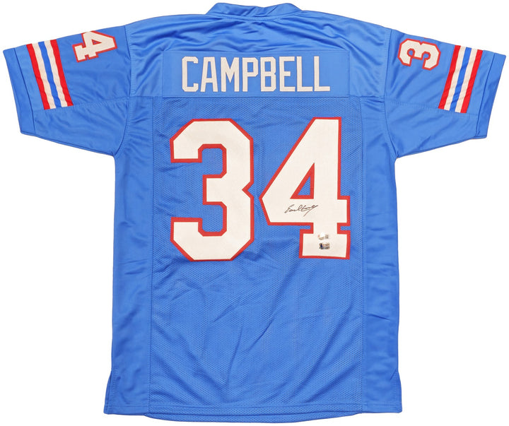 Houston Oilers Earl Campbell Signed Blue Jersey Beckett