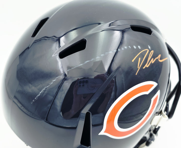 DJ Moore Auto Bears Blue Full Size Speed Replica Helmet (Mark) Beckett Witness