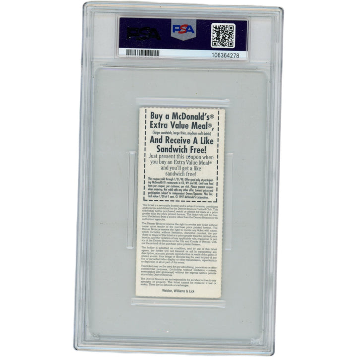 Tony Gonzalez Signed Kansas City Chiefs NFL Debut PSA 3 Ticket Slab PSA 47438