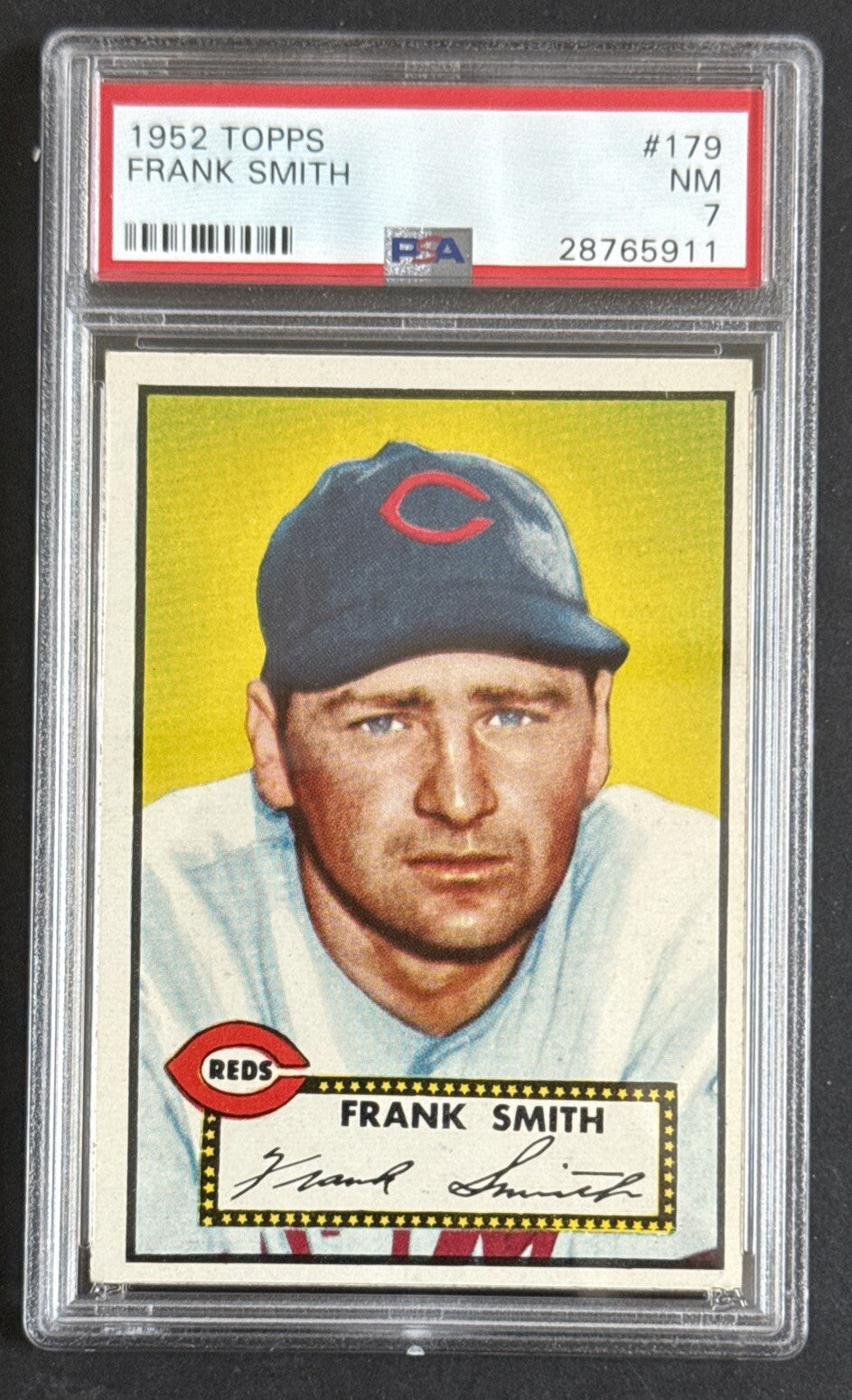 1952 Topps FRANK SMITH #179 PSA 7 Nm Near Mint Razor Sharp Clean Reds