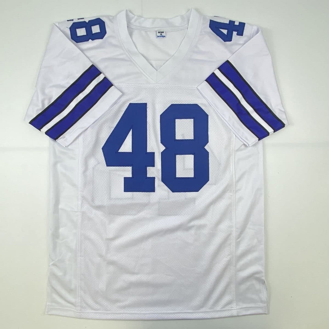Autographed/Signed DARYL MOOSE JOHNSTON Dallas White Jersey Beckett COA