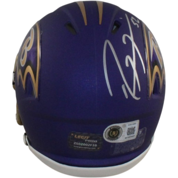 Ray Lewis Signed Baltimore Ravens 2026 ALT #1 Mini Helmet Beckett Witness 57534