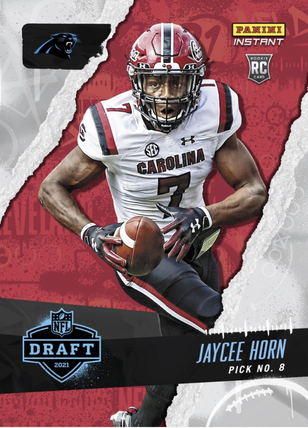 2021 JAYCEE HORN NFL DRAFT NIGHT PICK 8 PANINI INSTANT PANTHERS ROOKIE CARD #7