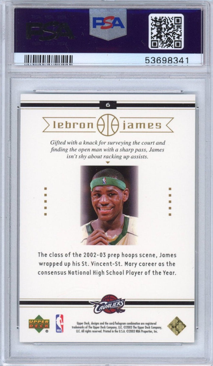 Graded 2003-04 Upper Deck LeBron James #6 Box Set Rookie Card PSA 9 Mint