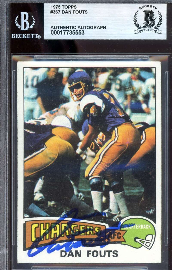 Dan Fouts Beckett BAS Signed 1975 Topps Rookie Autograph
