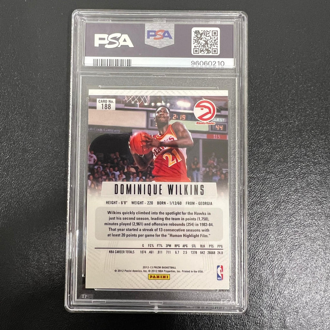 2012-13 Panini Prizm #188 Dominique Wilkins Signed Card AUTO 10 PSA Slabbed Hawk