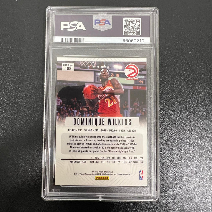 2012-13 Panini Prizm #188 Dominique Wilkins Signed Card AUTO 10 PSA Slabbed Hawk