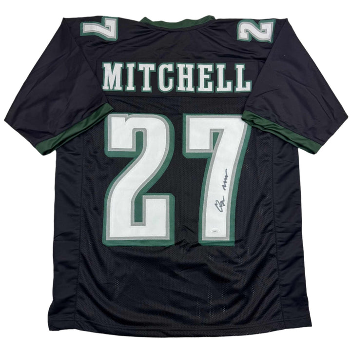 Autographed/Signed Quinyon Mitchell Philadelphia Black Jersey JSA COA