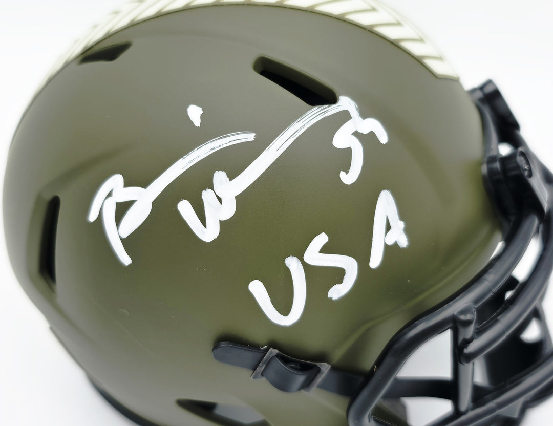 Brian Urlacher Auto Bears Army 2022 Salute To Service Speed Mini Helmet USA BAS
