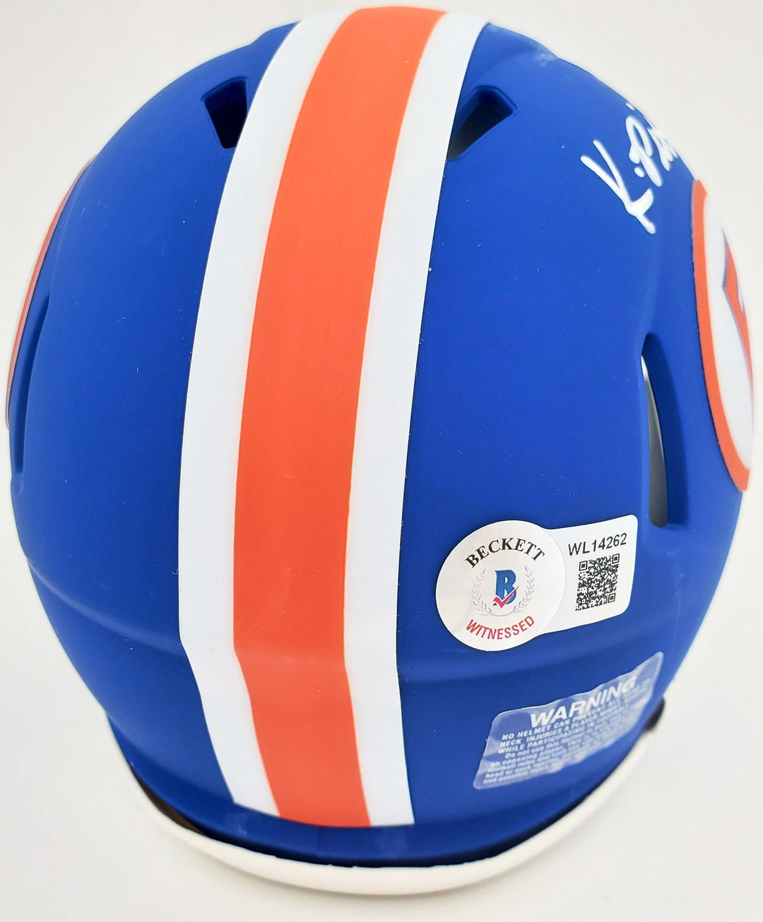 Kyle Pitts Signed Florida Gators Flat Matte Blue Speed Mini Helmet Beckett