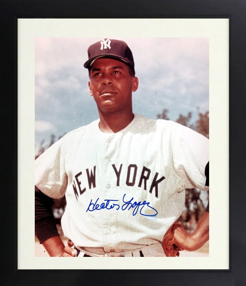 Hector Lopez signed New York Yankees 8x10 Photo dings Framed- COA (2X WS Champ)