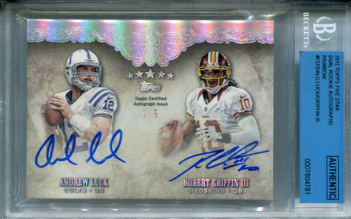 Andrew Luck & Robert Griffin III Autographed 2012 Topps Five Star Dual Rookie Ca