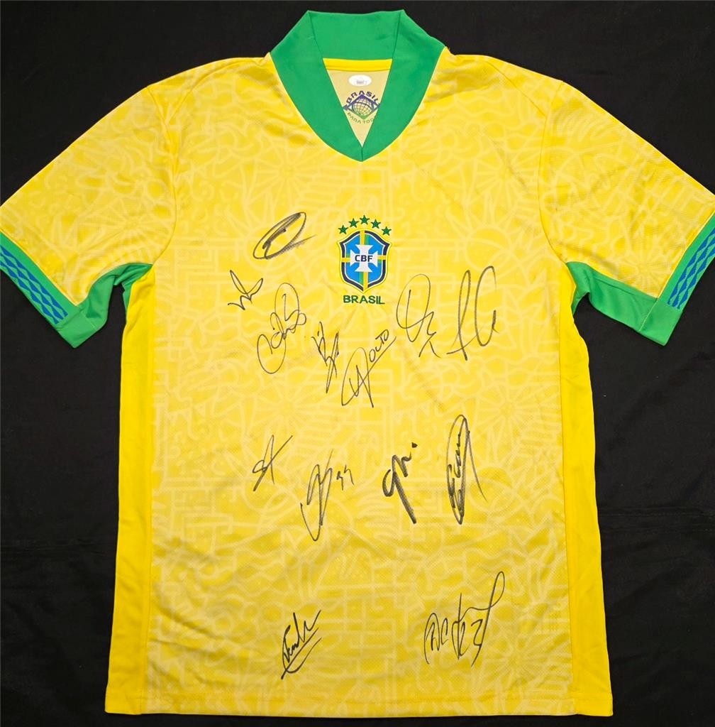 2024 Brazil Team Signed Jersey (15 Autos) Vini Jr, Rodrygo, Danilo, Rafael ~ JSA