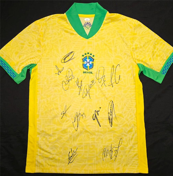 2024 Brazil Team Signed Jersey (15 Autos) Vini Jr, Rodrygo, Danilo, Rafael ~ JSA