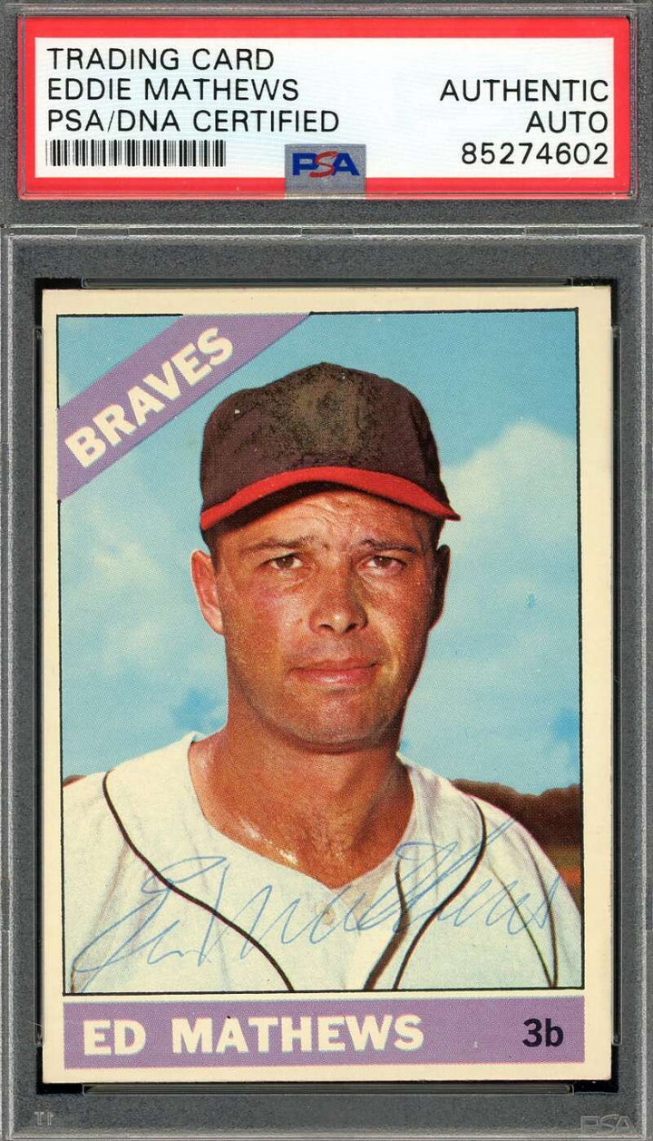 Eddie Mathews PSA DNA Vintage Signed 1966 Topps Autograph