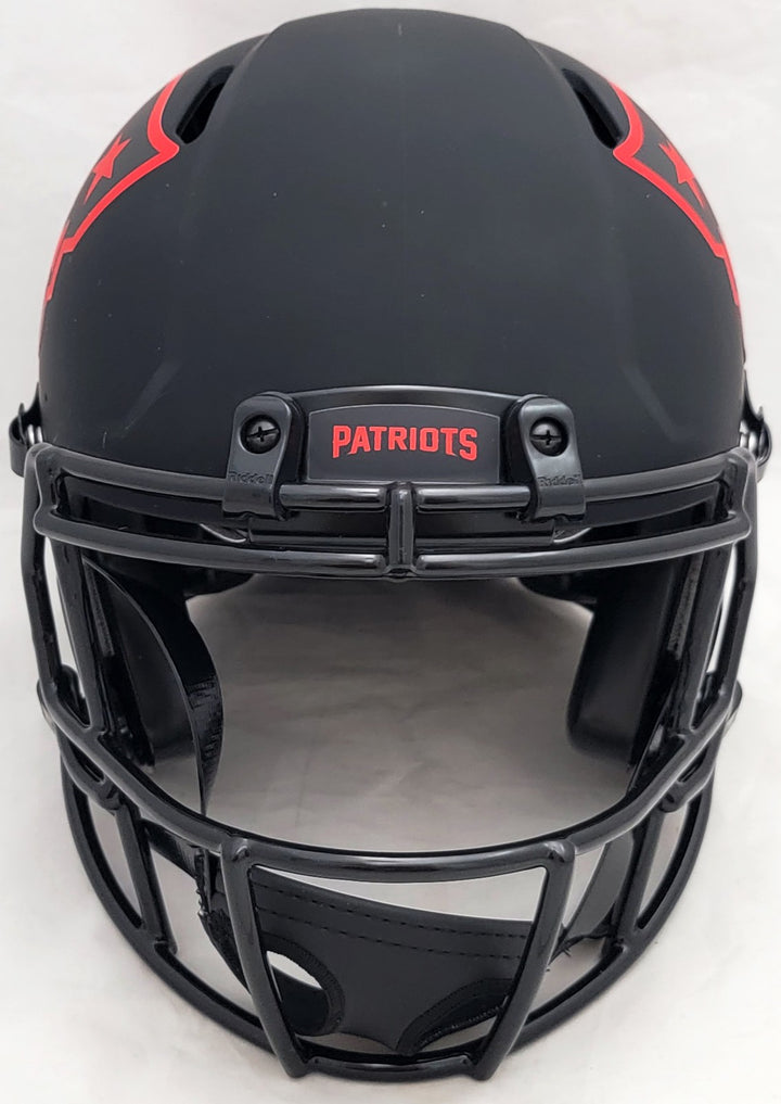 Mac Jones Auto Patriots Eclipse Black Full Size Authentic Speed Helmet Beckett