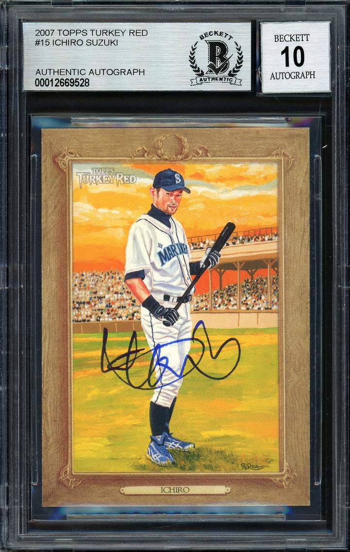 Ichiro Suzuki Signed 2007 Topps Turkey Red Card 15 Mariners Auto 10 Beckett