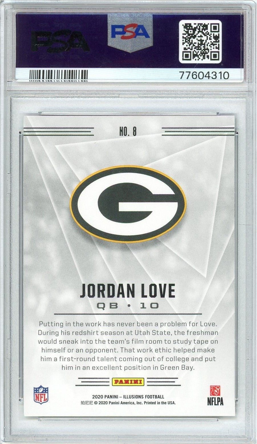 Graded 2020 Panini Illusions Jordan Love #8 Retail Rookie Card PSA 10