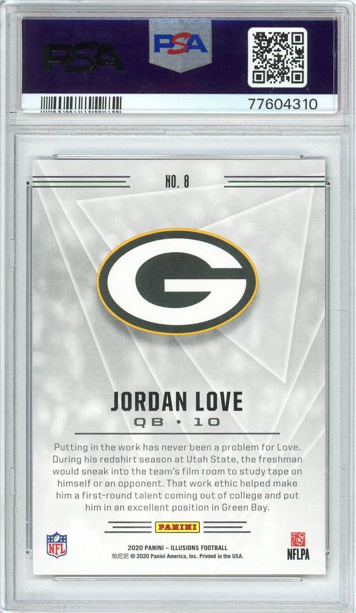 Graded 2020 Panini Illusions Jordan Love #8 Retail Rookie Card PSA 10