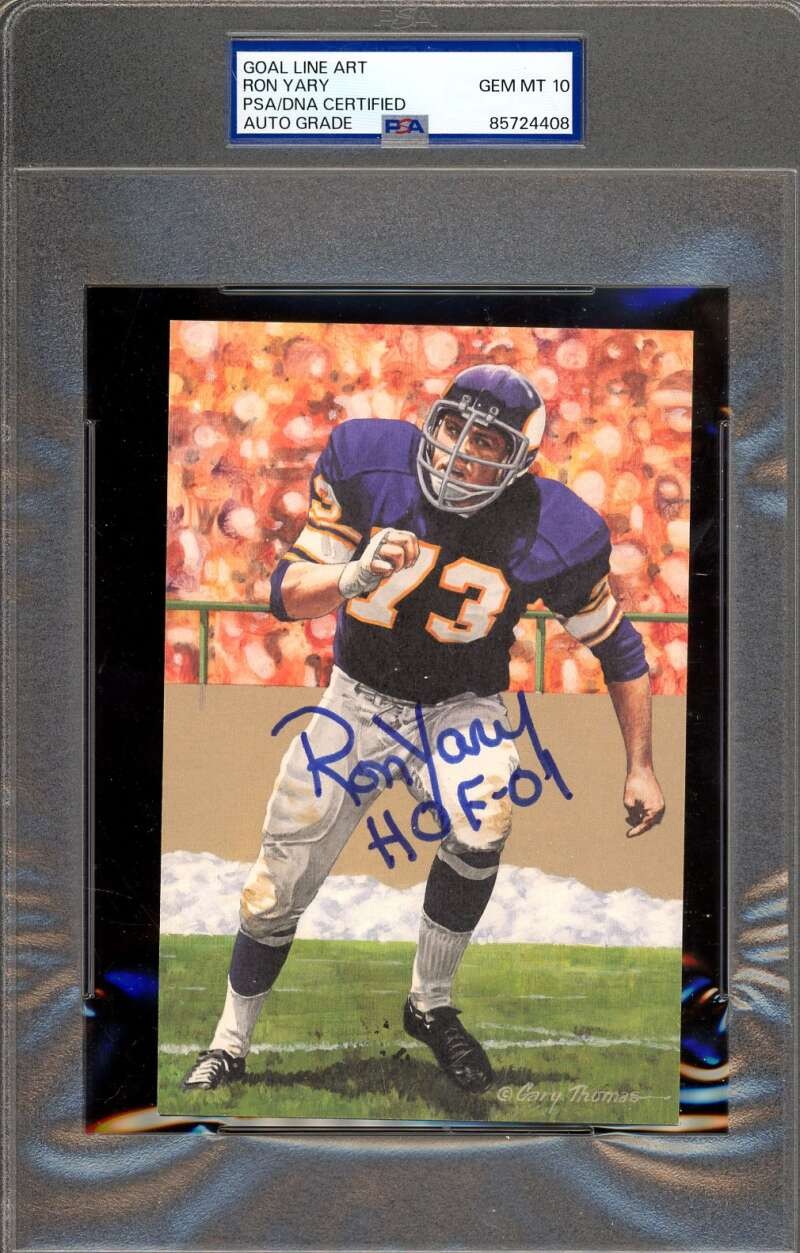 Ron Yary Gem Mint 10 PSA DNA Autograph Goal Line Art Card GLAC Signed HOF 01