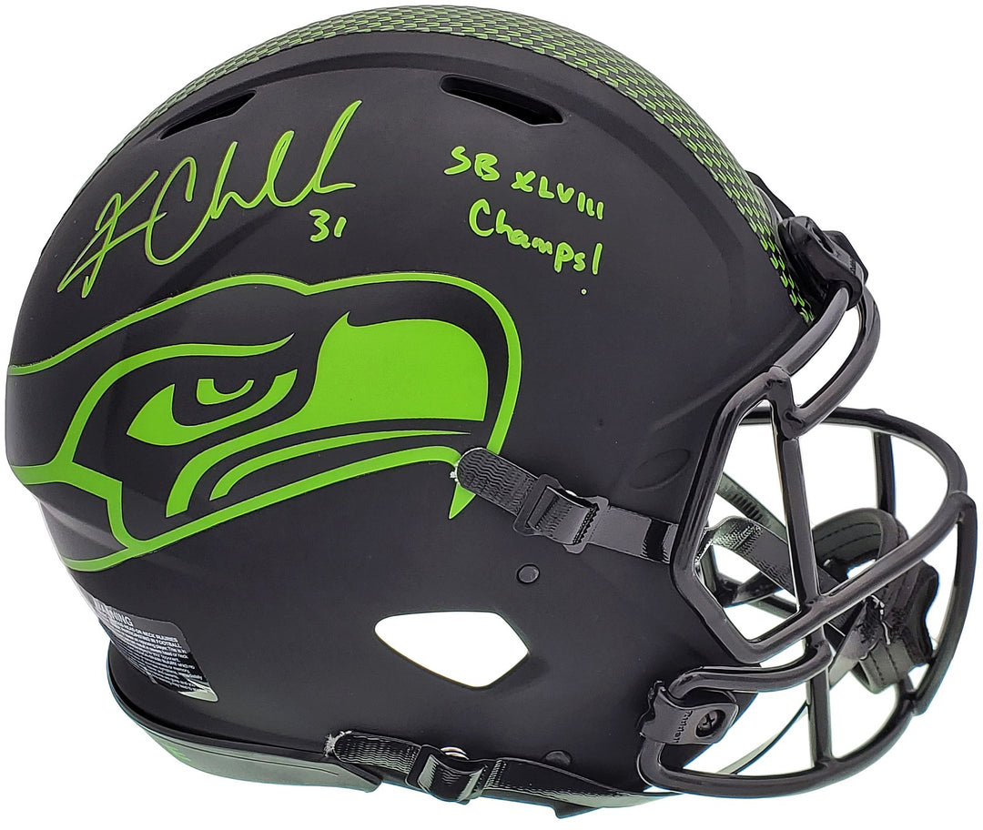 Kam Chancellor Auto Seahawks Eclipse Black Full Size Auth Speed Helmet SB Champs