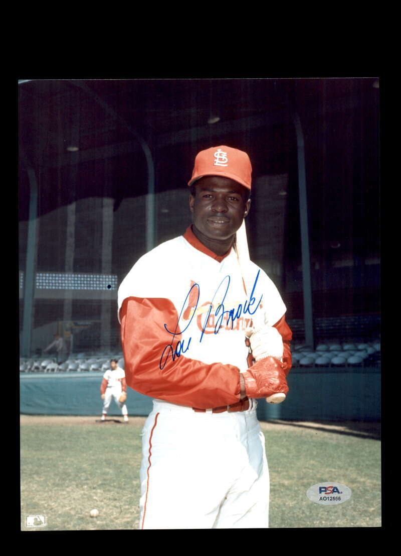 Lou Brock PSA DNA Signed 8x10 Photo Autograph Cardinals