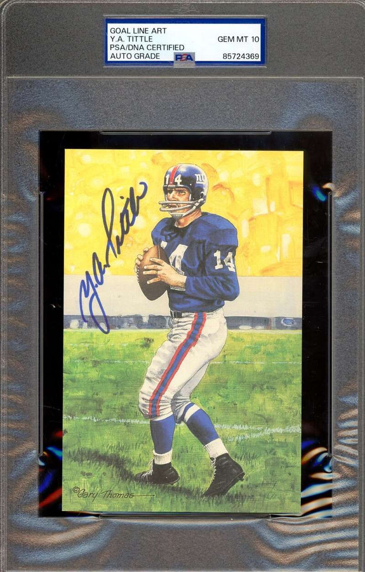 Y.A. Tittle Gem Mint 10 PSA DNA Signed Goal Line Art Card GLAC Autograph