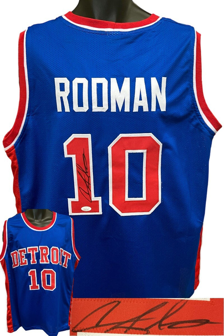 Dennis Rodman signed Detroit Blue TB Custom Stitched Pro Basketball Jersey- JSA
