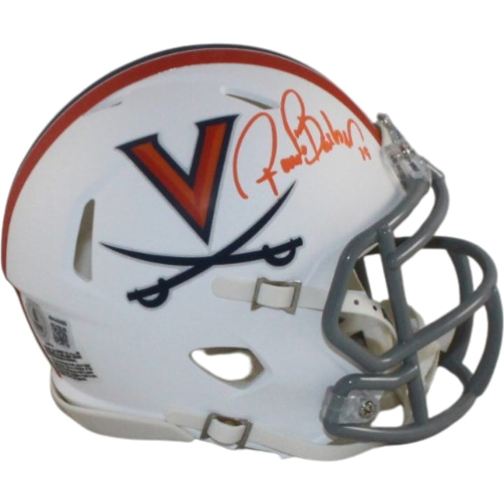 Ronde Barber Autographed Virginia Cavaliers White Mini Helmet Beckett WIT 55449