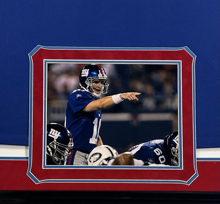 Eli Manning Signed Framed NY Giants Nike Blue Twill Jersey Autograph Steiner COA