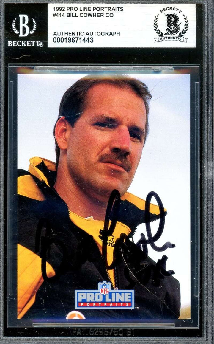 Bill Cowher Beckett BAS Signed 1992 Pro Line Portraits Rookie Autograph