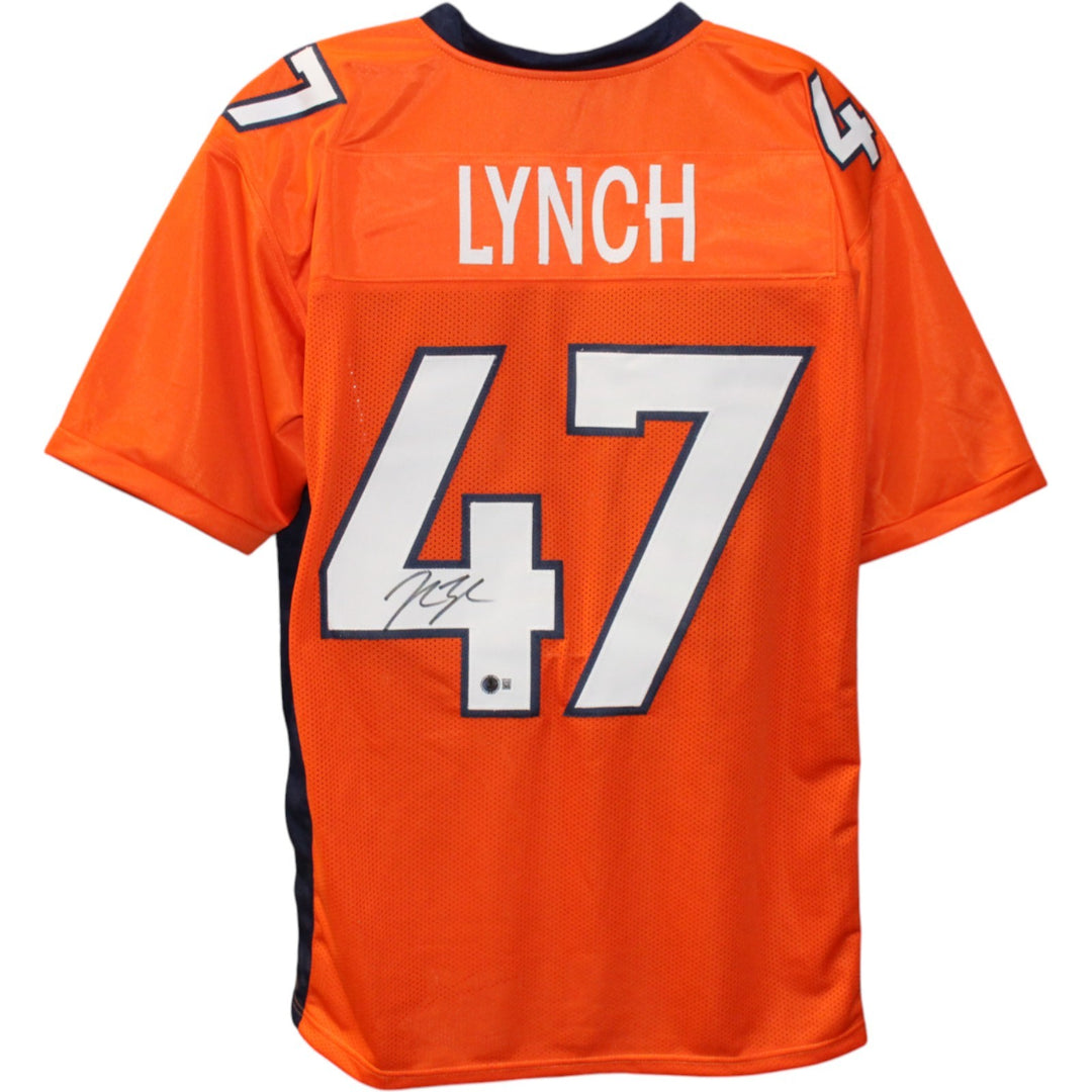 John Lynch Autographed/Signed Pro Style Orange XL Jersey Beckett Witness 51440