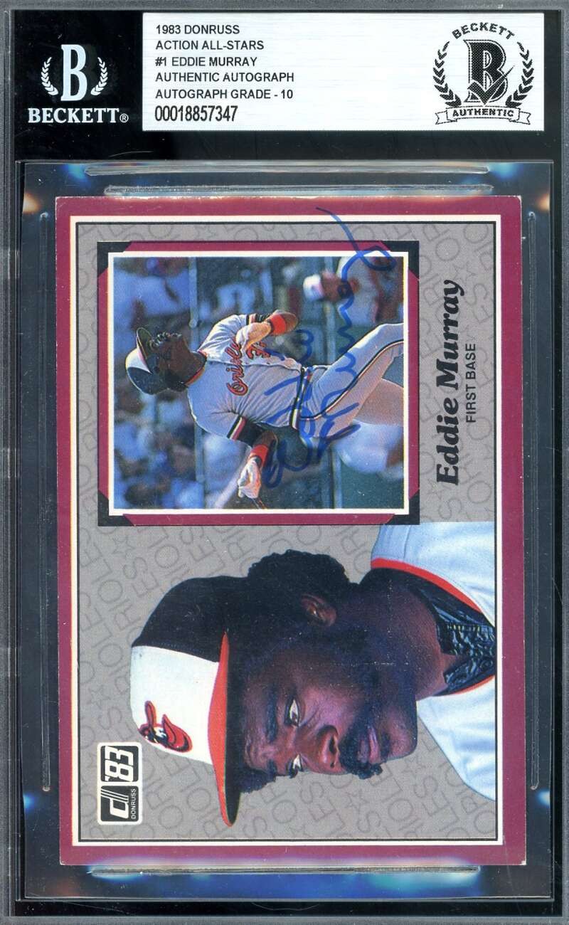 Eddie Murray Gem Mint 10 Beckett BAS Signed 1983 Donruss Action All Stars Auto