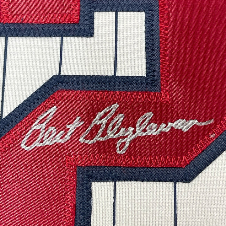 Framed Autographed/Signed Bert Blyleven 33x42 Minnesota Pinstripe Jersey JSA COA