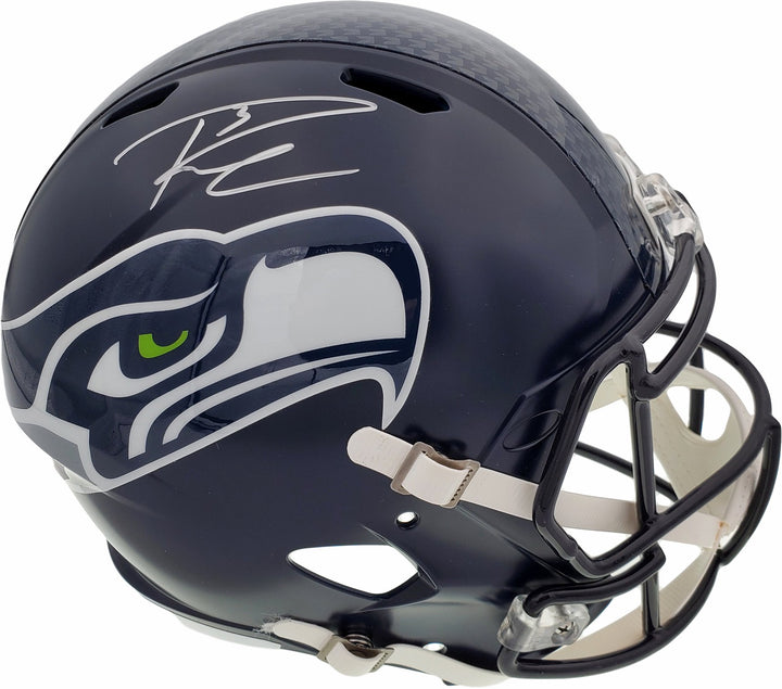 Russell Wilson Signed Seattle Seahawks Speed Full Size Helmet In Silver RW Holo