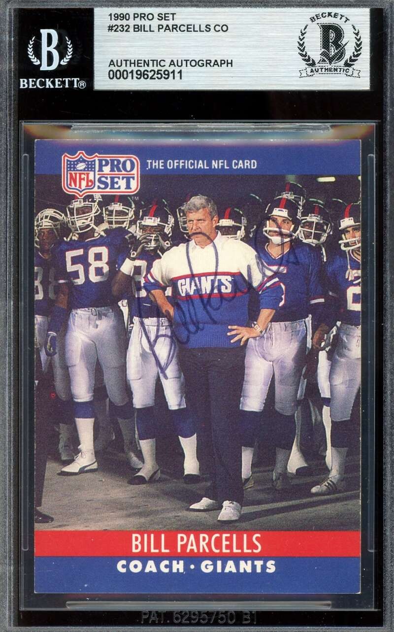 Bill Parcells Beckett BAS Signed 1990 Pro Set Autograph