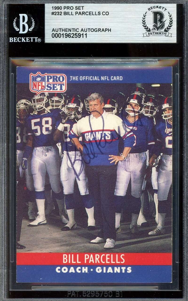 Bill Parcells Beckett BAS Signed 1990 Pro Set Autograph