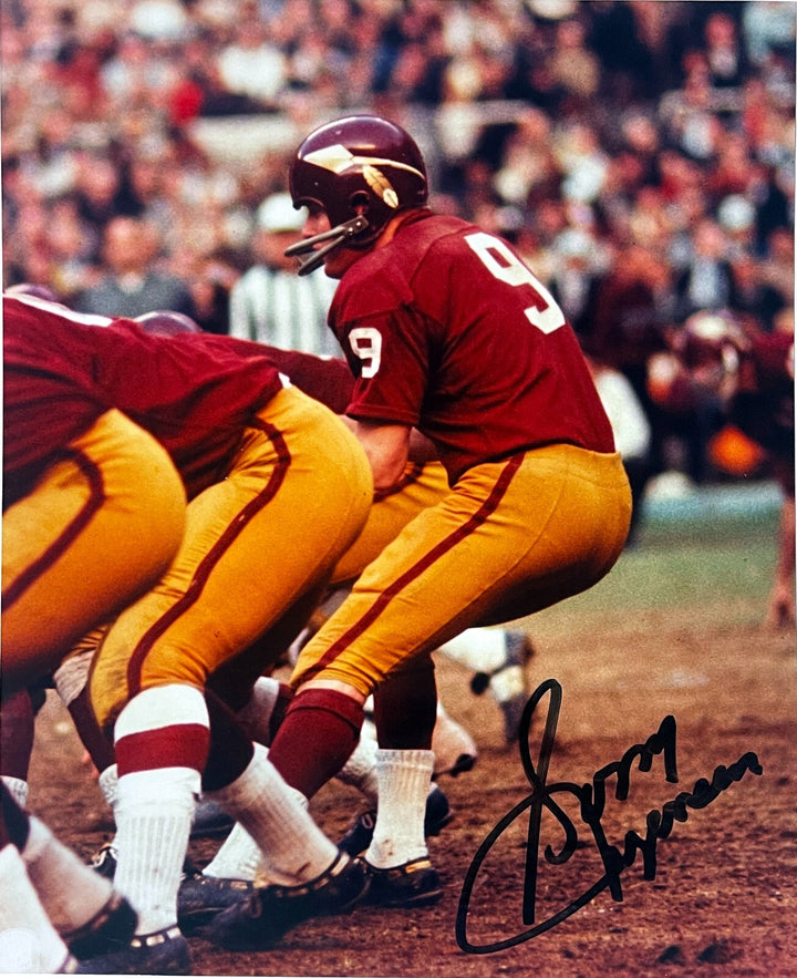 Sonny Jurgensen signed Washington Commanders  Vintage 8x10 Photo-COA/Show Ticket