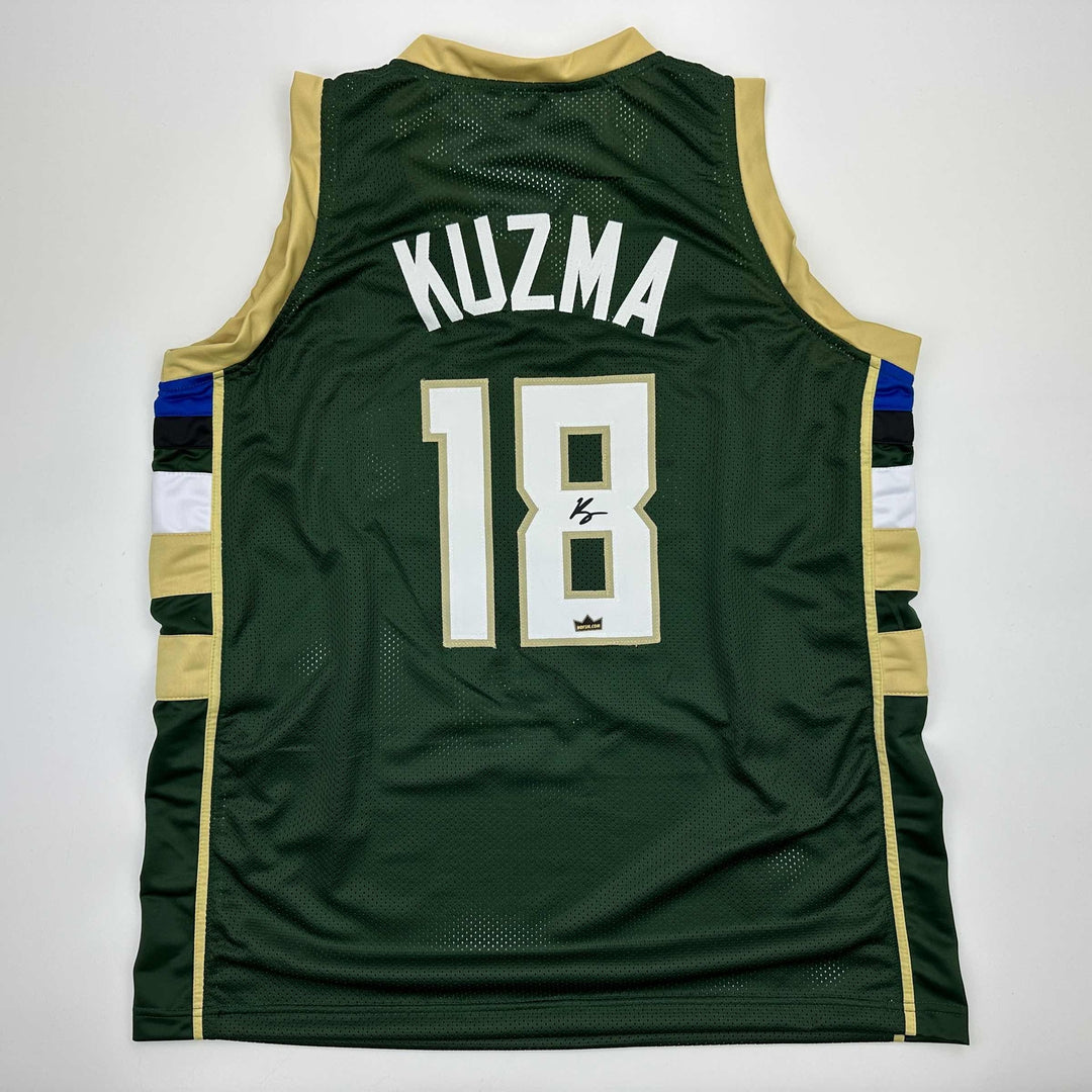 Facsimile Autographed Kyle Kuzma Milwaukee Green Reprint Jersey Size Men's XL