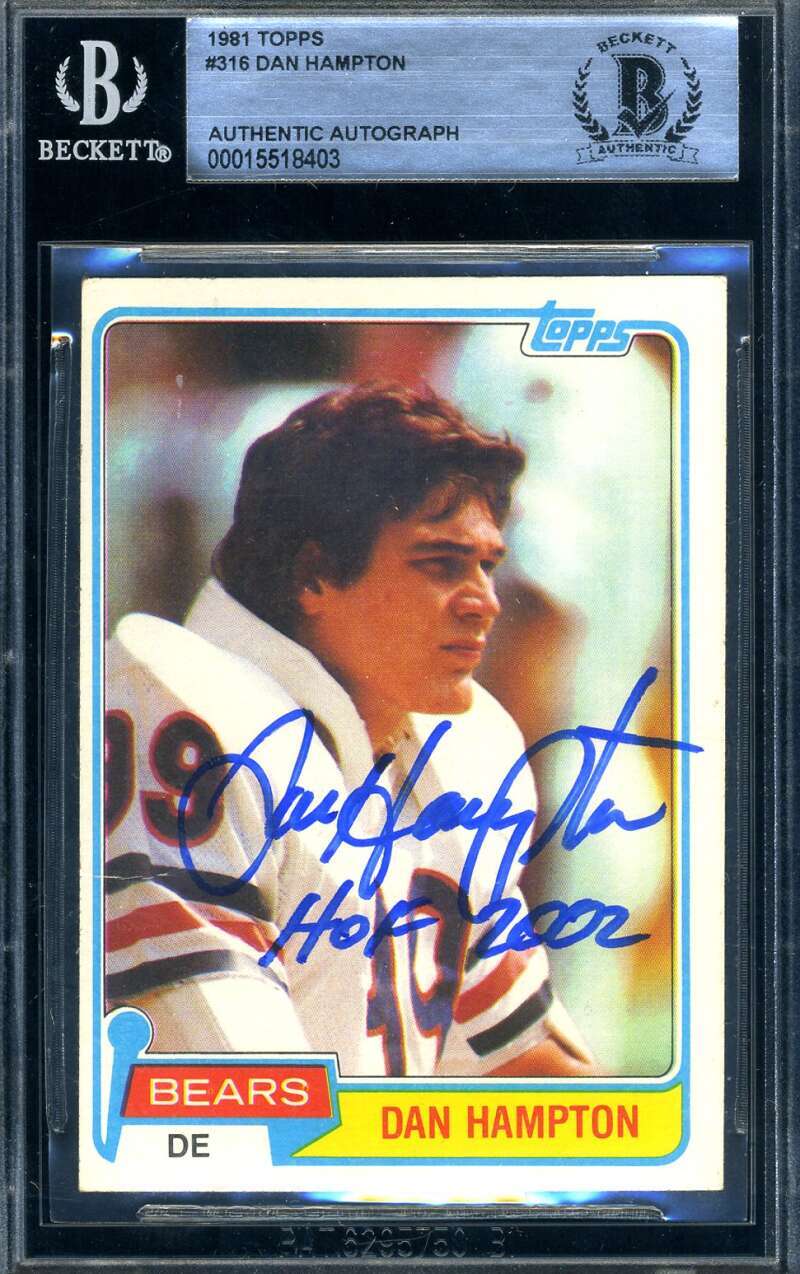 Dan Hampton Beckett Signed 1981 Topps Rookie Autograph