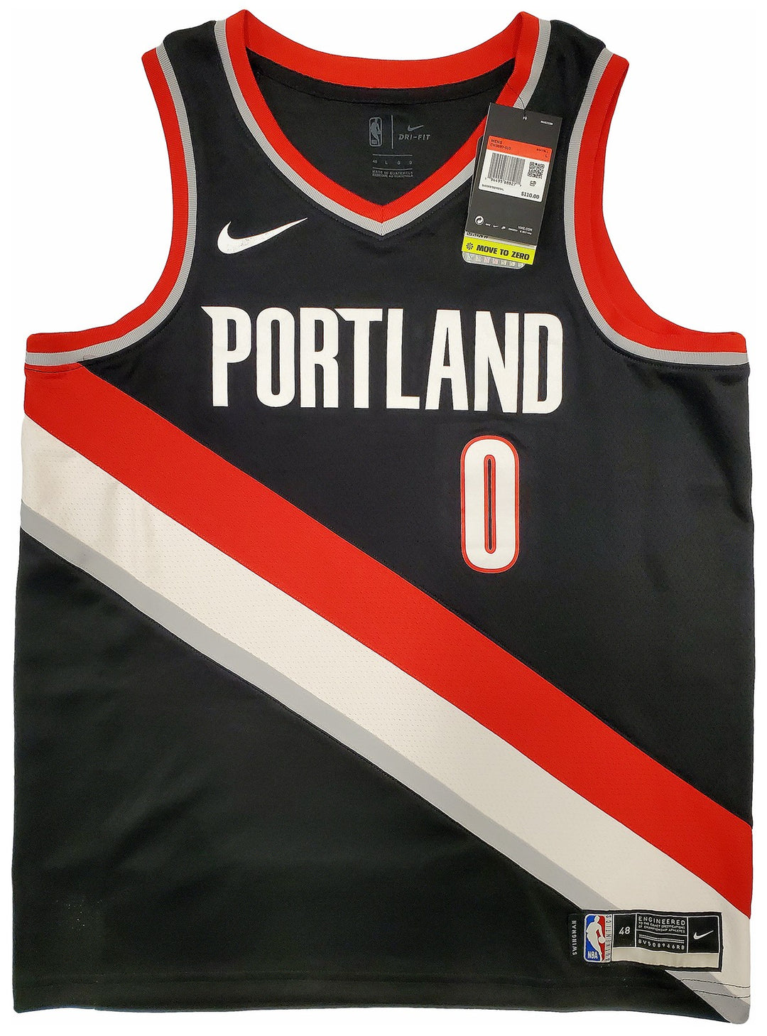 Portland Trail Blazers Damian Lillard Signed Black Nike Jersey Size L Beckett