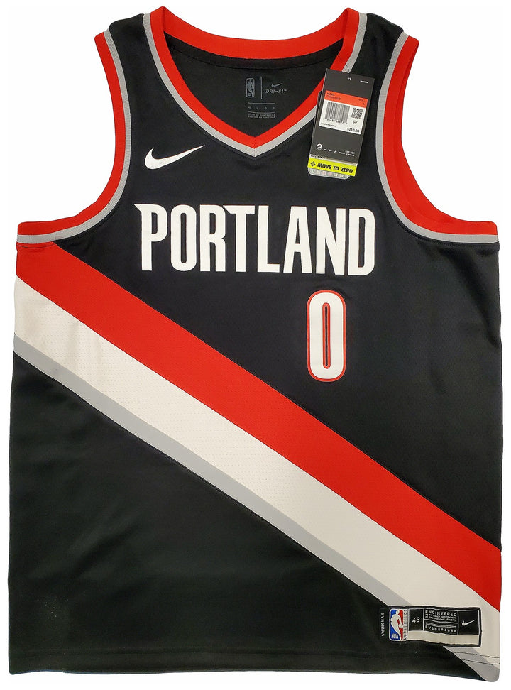 Portland Trail Blazers Damian Lillard Signed Black Nike Jersey Size L Beckett