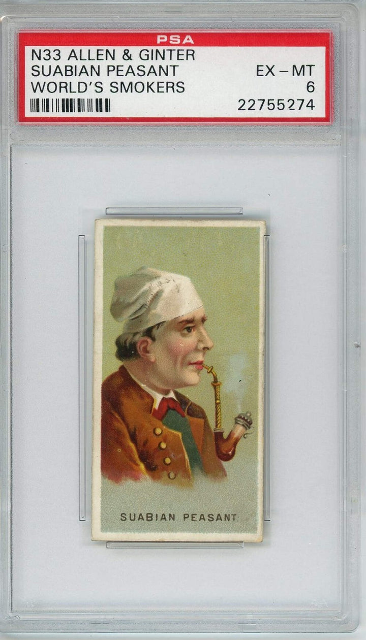 Graded 1888 Allen Ginter Worlds Smokers N33 Suabian Peasant Tobacco Card PSA 6