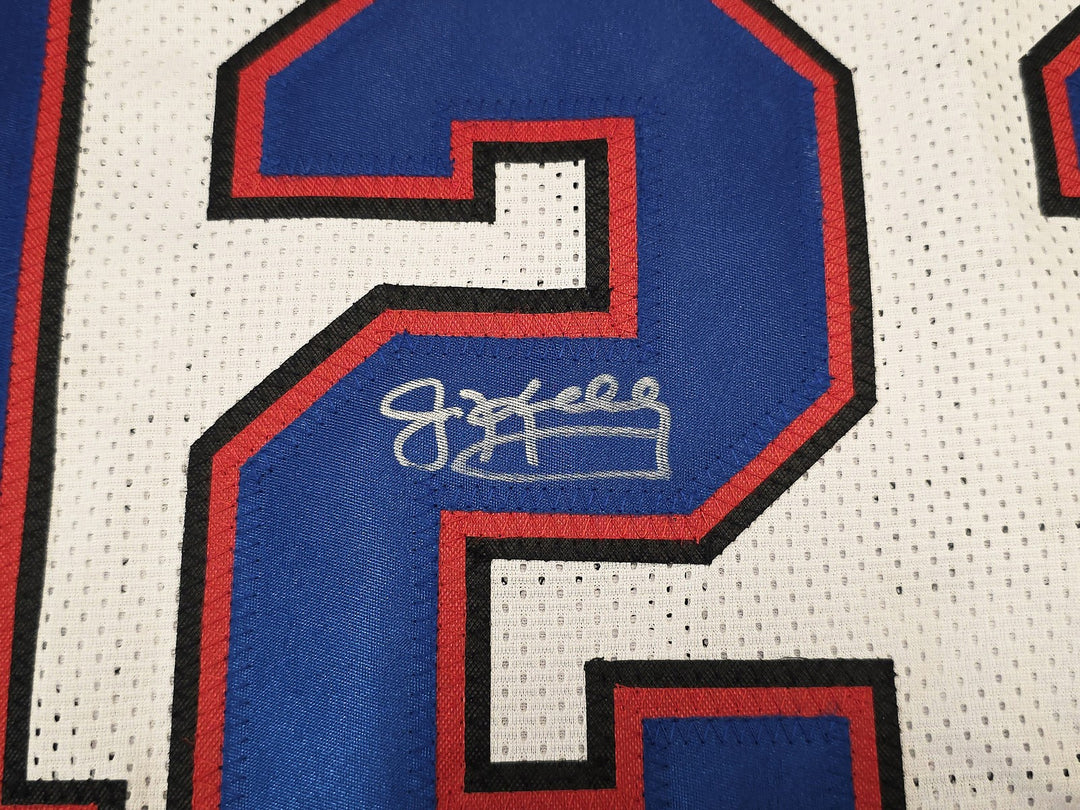 Bills Jim Kelly, Thurman Thomas & Andre Reed Signed White Jersey Beckett Witness
