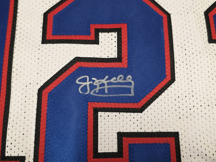 Bills Jim Kelly, Thurman Thomas & Andre Reed Signed White Jersey Beckett Witness