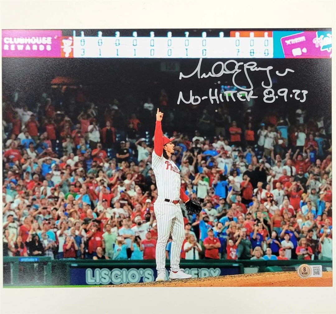 Michael Lorenzen signed "No Hitter 8-9-23" 11x14 Photo auto BAS Beckett Witness