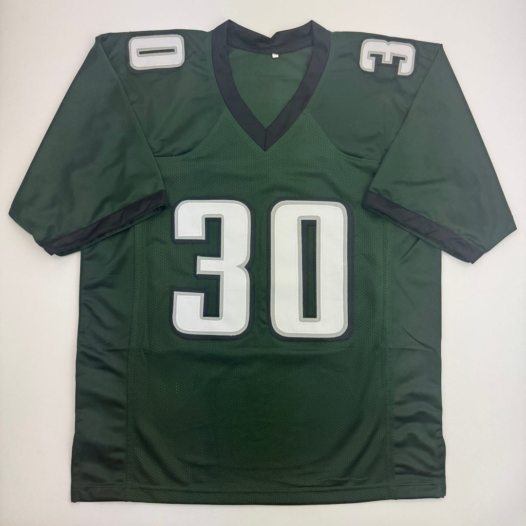 Autographed/Signed Jihaad Campbell Philadelphia Green Football Jersey BAS COA