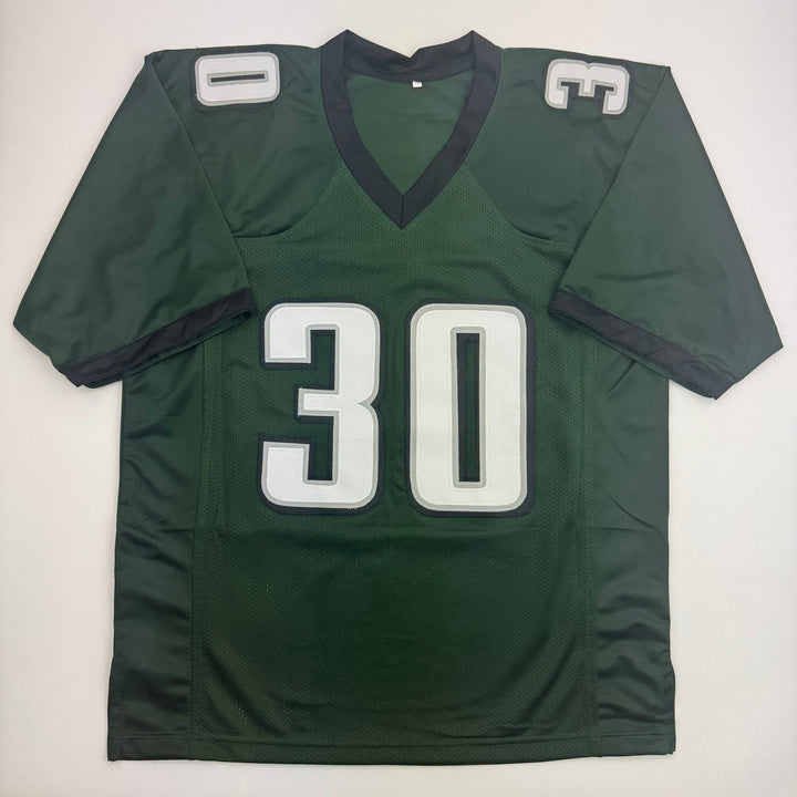 Autographed/Signed Jihaad Campbell Philadelphia Green Football Jersey BAS COA