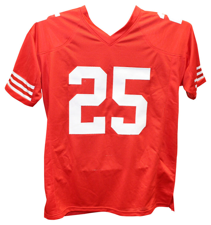 Elijah Mitchell Autographed/Signed Pro Style Red Jersey Beckett 40304